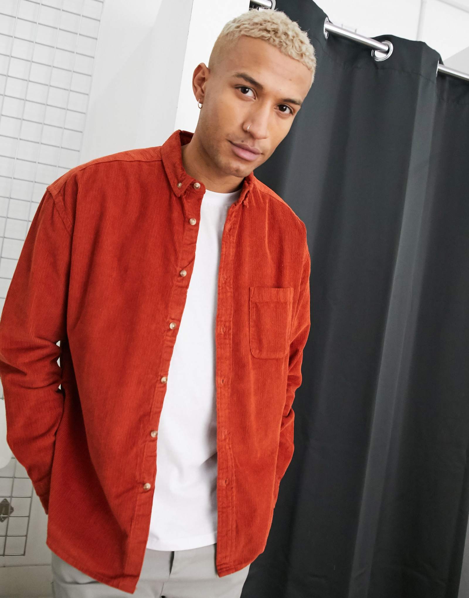 Рубашка ASOS DESIGN 90-х годов из шнура оверсайз цвета ржавчины