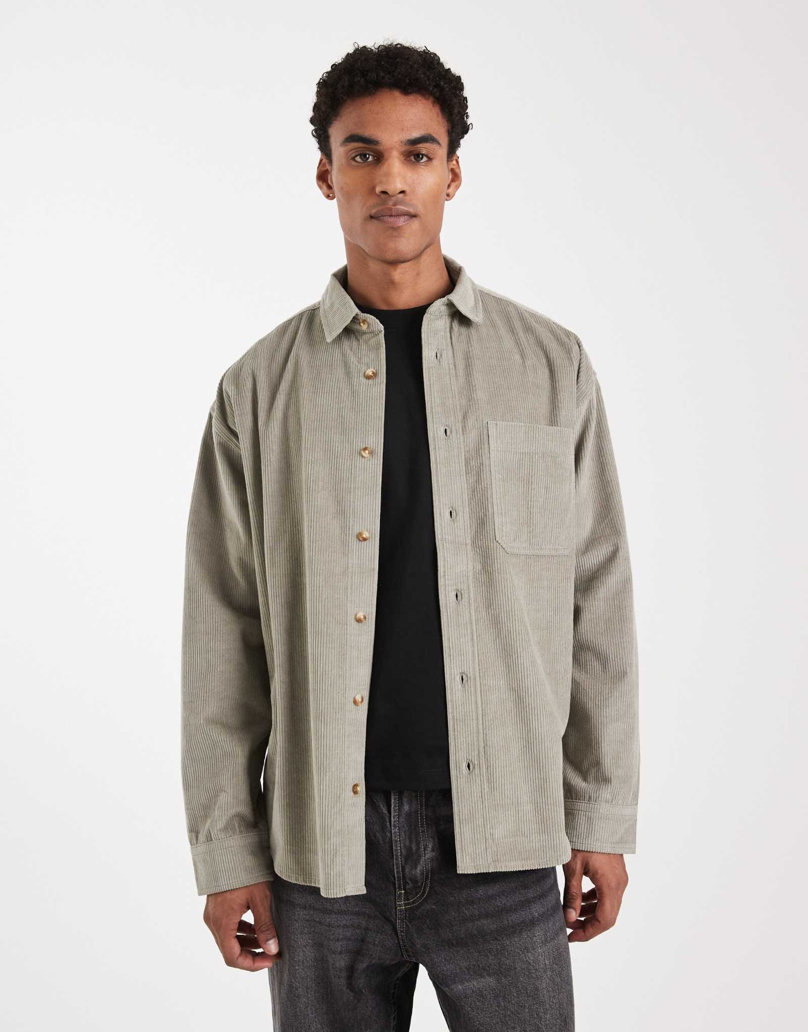 Рубашка ASOS DESIGN 90-х годов из шнура оверсайз цвета шалфея зеленого цвета