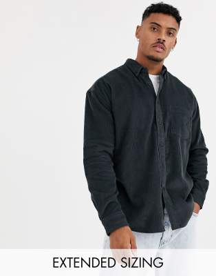 ASOS DESIGN 90s oversized cord shirt in washed black | ASOS