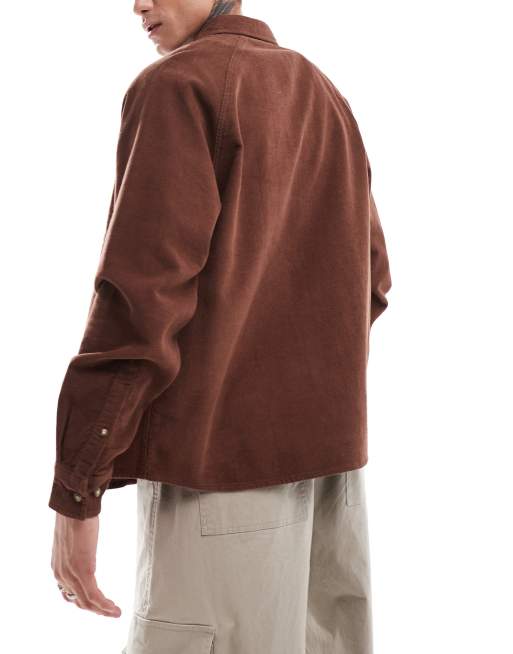 ASOS DESIGN 90s oversized corduroy shirt in brown | ASOS
