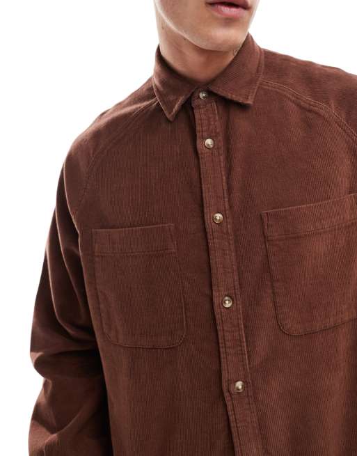 ASOS DESIGN 90s oversized corduroy shirt in brown | ASOS