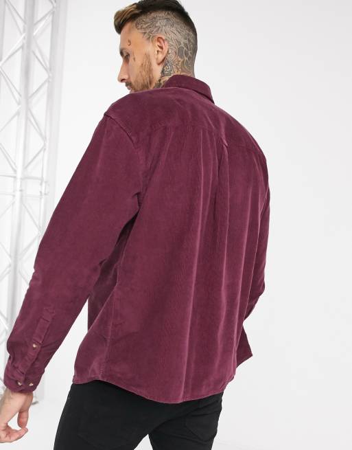 ASOS DESIGN 90s oversized corduroy shirt in grape, 2 of 4