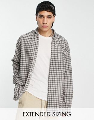 ASOS DESIGN 90s oversized dad check shirt in brown