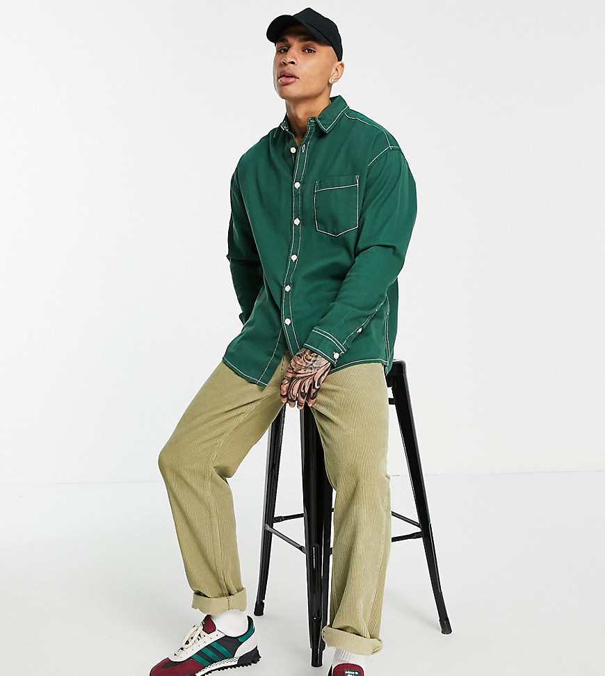ASOS DESIGN 90s oversized denim shirt in colligate green