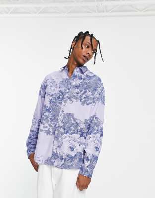 ASOS DESIGN 90s oversized denim shirt in floral print - ASOS Price Checker