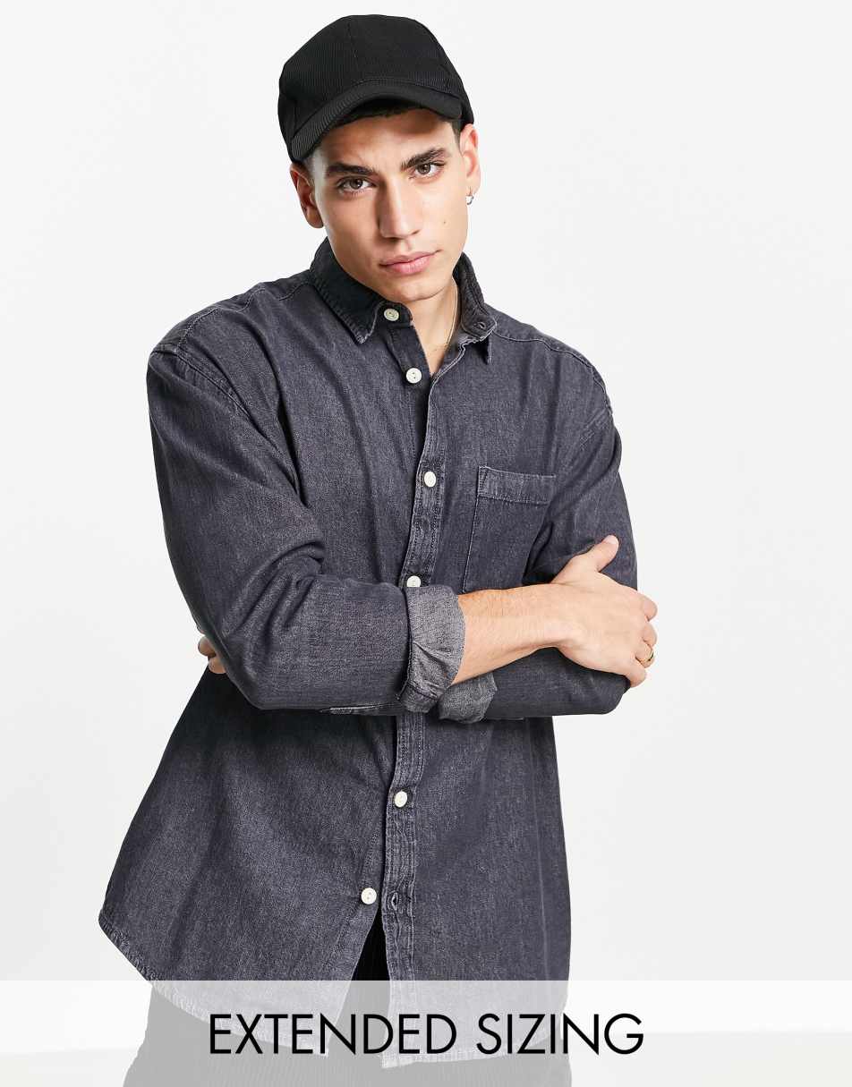 ASOS DESIGN 90s oversized denim shirt in vintage washed black