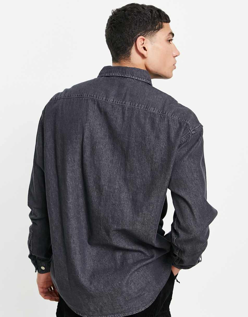 ASOS DESIGN 90s oversized denim shirt in vintage washed black 0