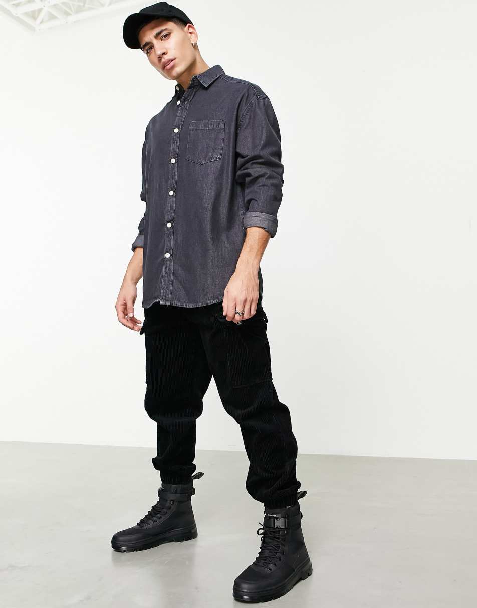 ASOS DESIGN 90s oversized denim shirt in vintage washed black 1