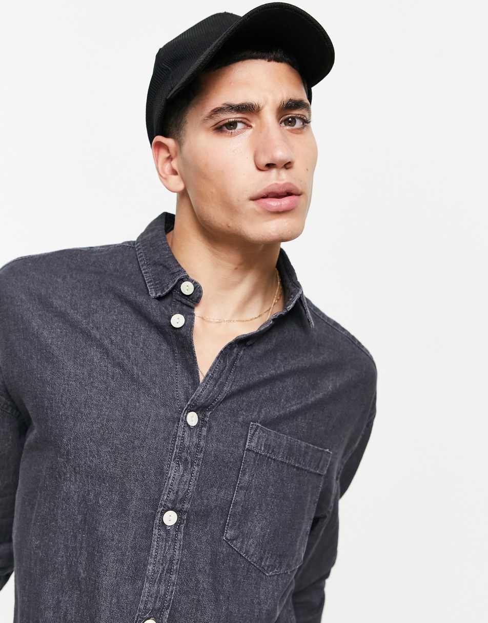 ASOS DESIGN 90s oversized denim shirt in vintage washed black 2