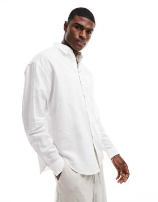 ASOS DESIGN 90s oversized linen blend shirt in white