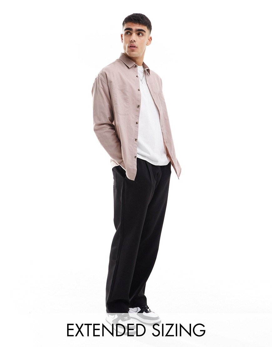 ASOS DESIGN 90s oversized linen blend shirt with square collar in dusty pink