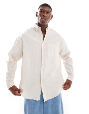 ASOS DESIGN 90s oversized linen shirt in ecru