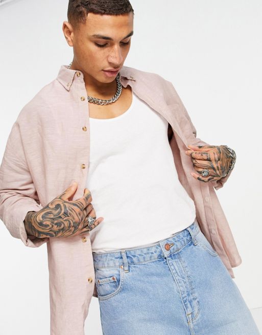 ASOS Denim Jacket In Oversized Fit In Pink