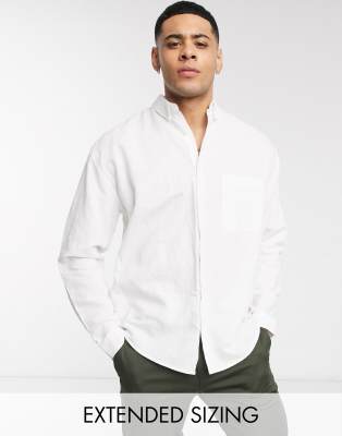 ASOS DESIGN 90s oversized linen shirt in white | ASOS