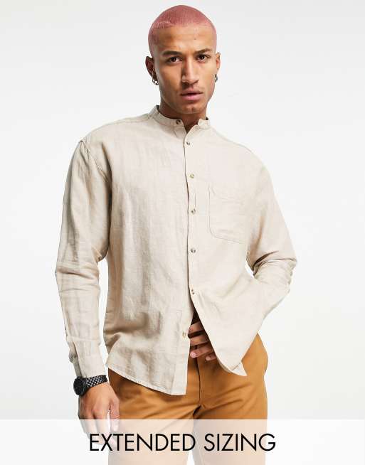 linen grandad collar shirt