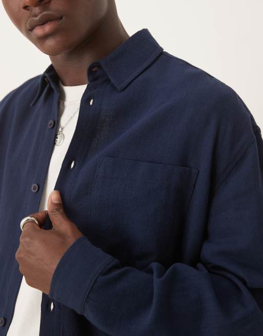 ASOS DESIGN 90s oversized long sleeve with chest pocket in navy, 5 of 5