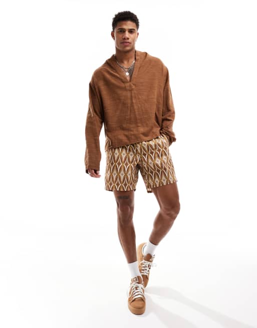 ASOS DESIGN 90s oversized overhead shirt in brown, 2 of 4