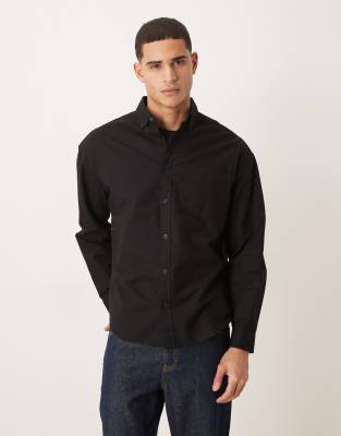 ASOS Design 90s oversized oxford shirt in Black