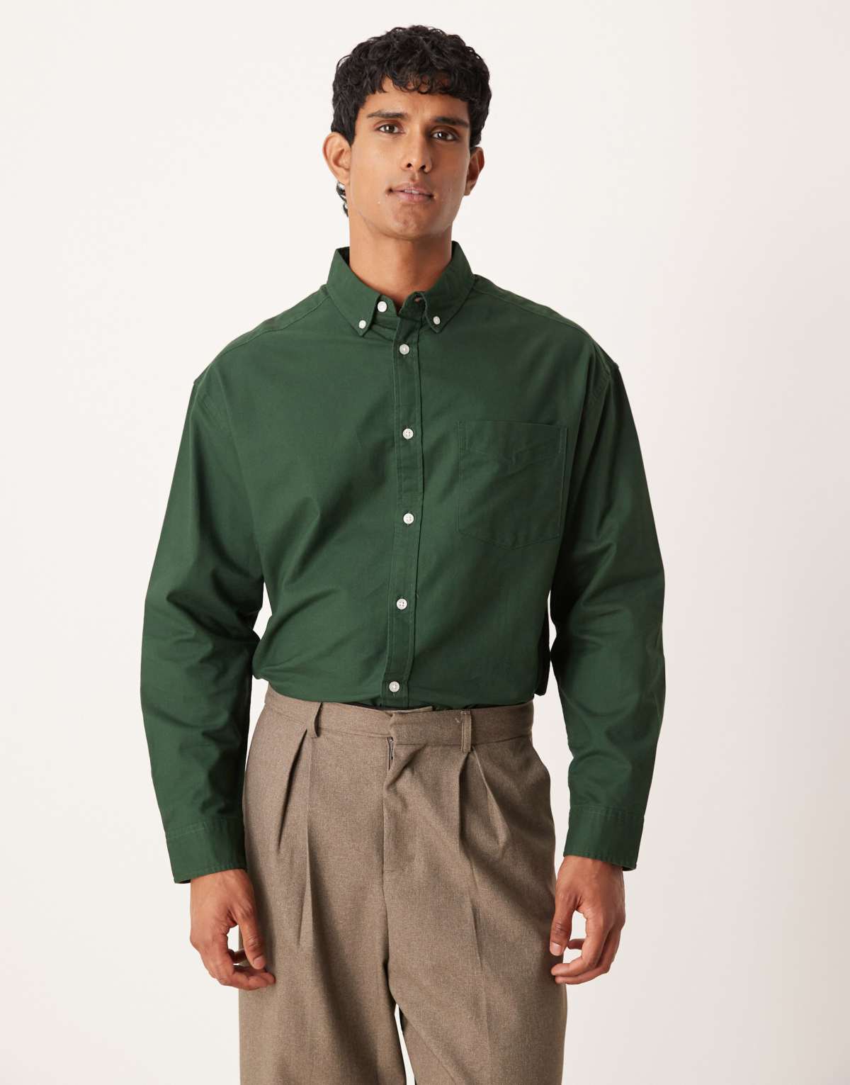 ASOS DESIGN 90s oversized oxford shirt in green