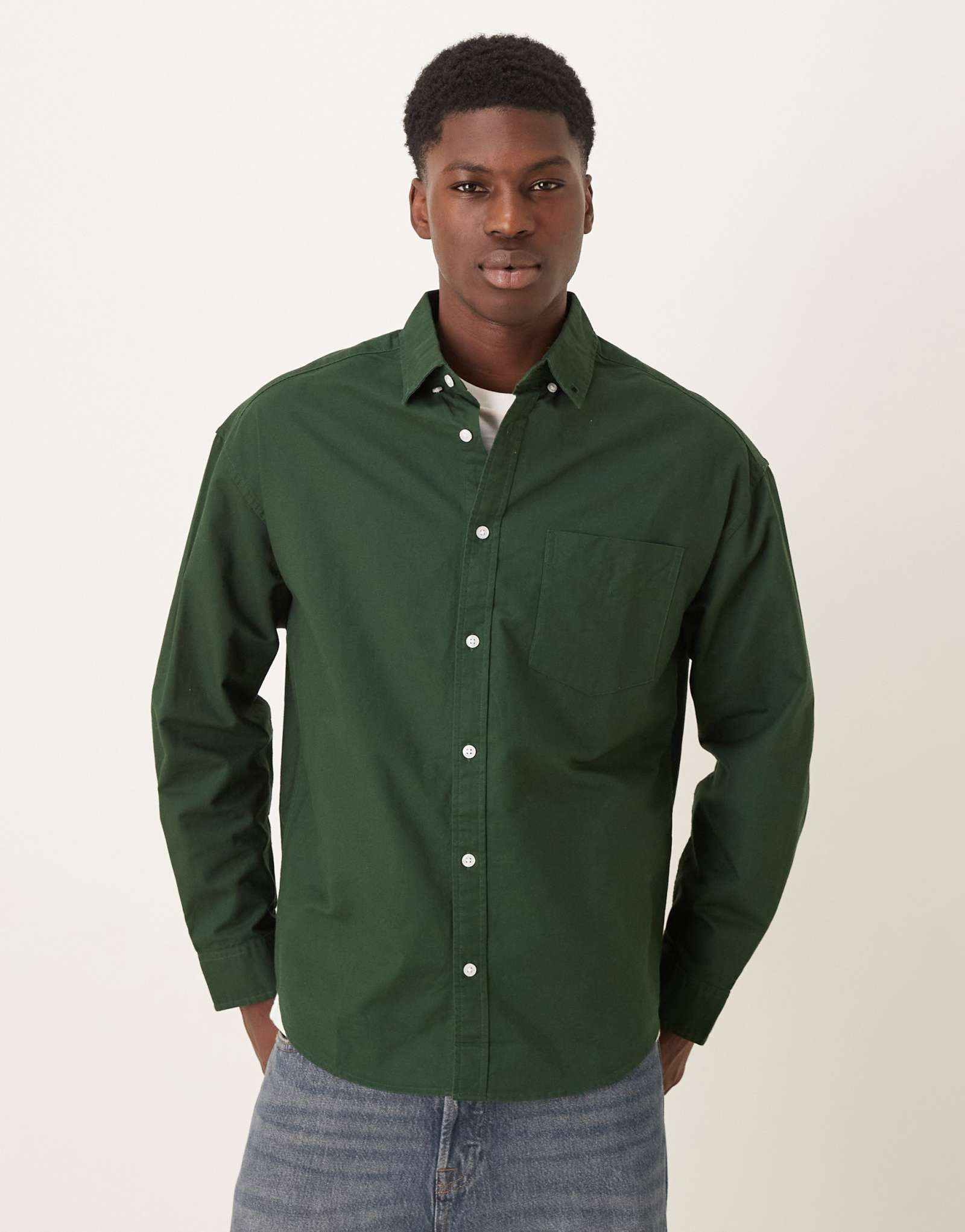 Оксфордская рубашка оверсайз от ASOS DESIGN 90-х годов зеленого цвета