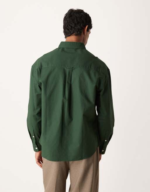 希少 Oxford Oversized B.D Shirt Dark Green ASOS DESIGN 90s oversized oxford shirt in green | ASOS