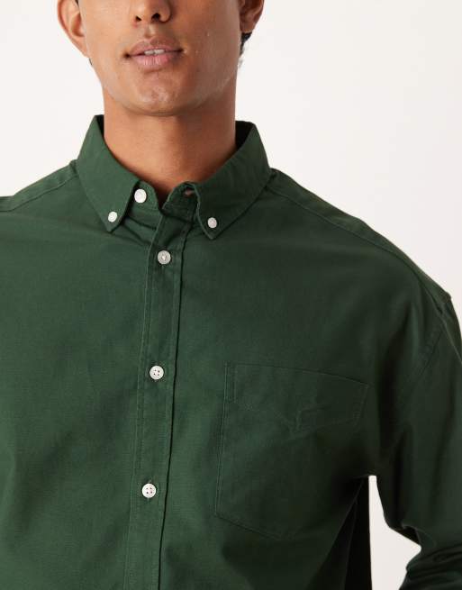 希少 Oxford Oversized B.D Shirt Dark Green ASOS DESIGN 90s oversized oxford shirt in green | ASOS