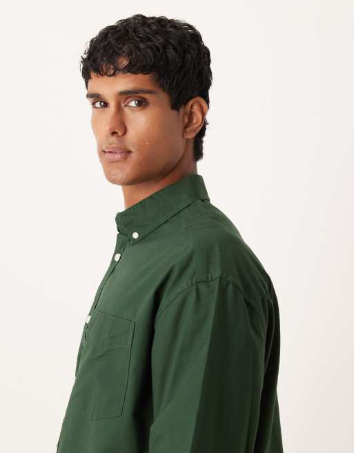 希少 Oxford Oversized B.D Shirt Dark Green ASOS DESIGN 90s oversized oxford shirt in green | ASOS