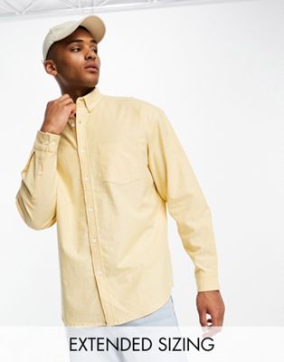 Asos Design 90s Oversized Oxford Shirt In Lemon Yarn Dye-yellow