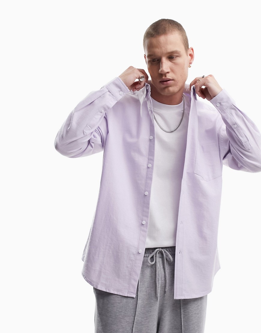 ASOS DESIGN 90s oversized oxford shirt in lilac yarn dye-Purple