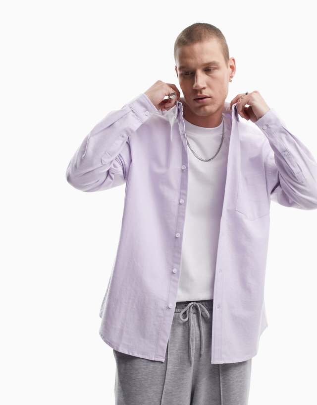 ASOS DESIGN 90s oversized oxford shirt in lilac yarn dye