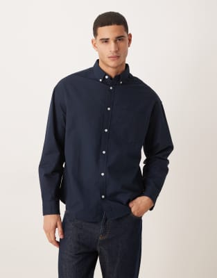 ASOS DESIGN 90s oversized oxford shirt in navy
