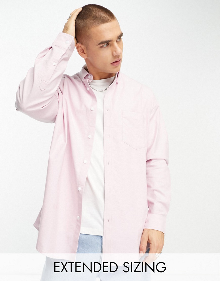 ASOS DESIGN 90s oversized oxford shirt in pink in