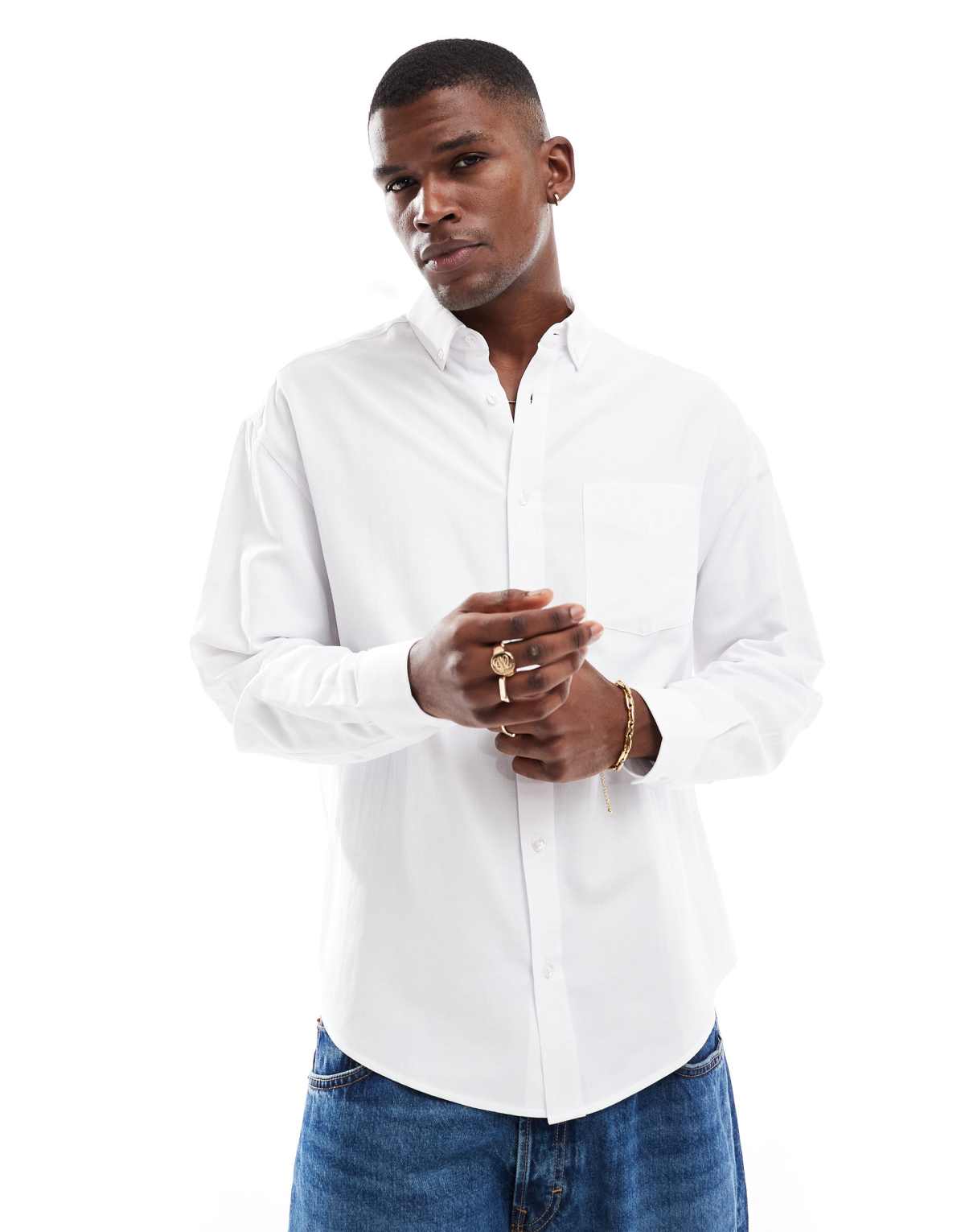 ASOS DESIGN 90S oversized oxford shirt in white