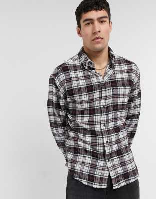 ASOS DESIGN 90s oversized plaid shirt in red and black brushed flannel