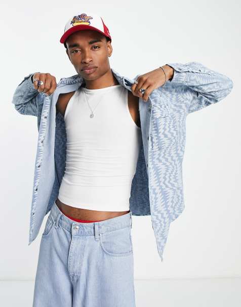 ASOS DESIGN 90s oversized shirt in bleach wash warpy print - view 1