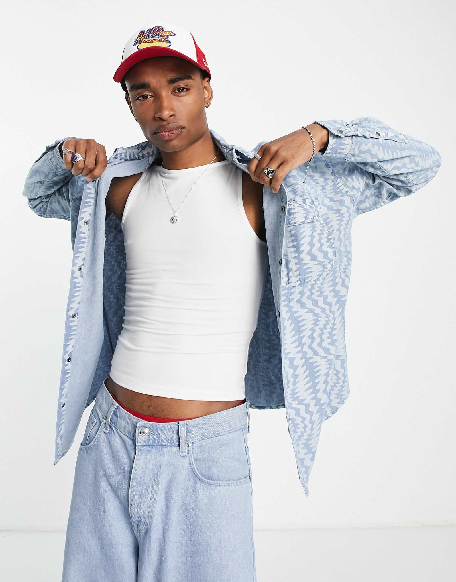 Рубашка оверсайз от ASOS DESIGN 90-х годов с деформирующим принтом от отбеливателя