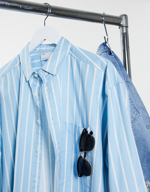 ASOS DESIGN 90s oversized shirt in blue oxford stripe