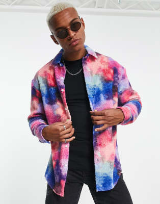 ASOS DESIGN 90s oversized denim shirt in acid wash tie dye