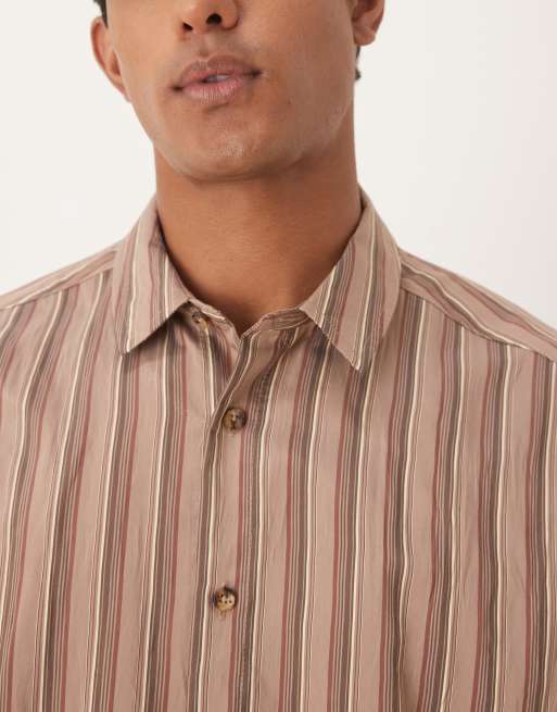 ASOS DESIGN 90s oversized shirt in brown stripes