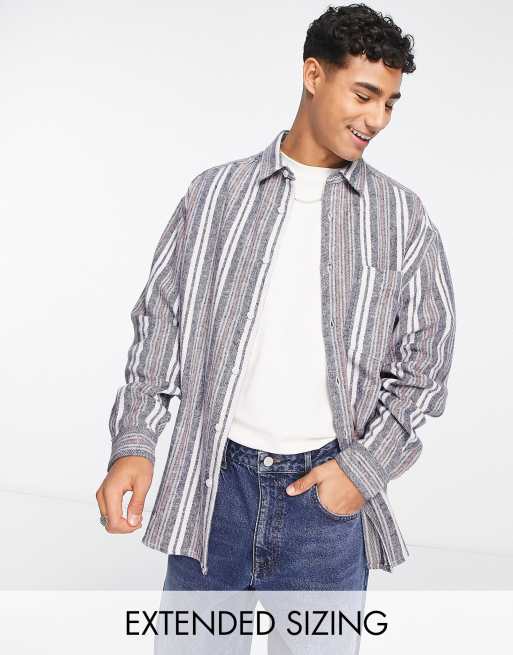 ASOS DESIGN 90s oversized shirt in brushed flannel stripe
