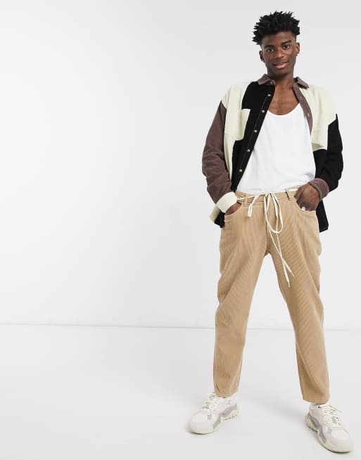 ASOS DESIGN 90s oversized shirt in colour block cord