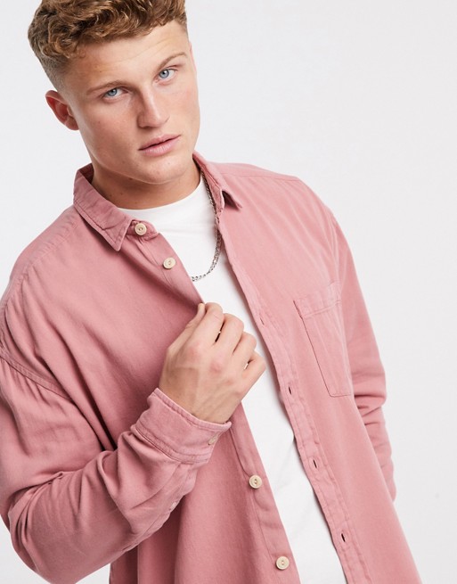 ASOS DESIGN 90s oversized shirt in dusty pink