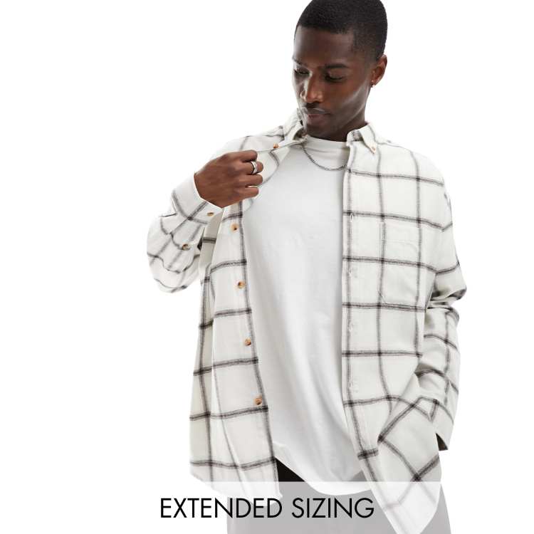 ASOS DESIGN 90s oversized shirt in ecru windowpane check | ASOS