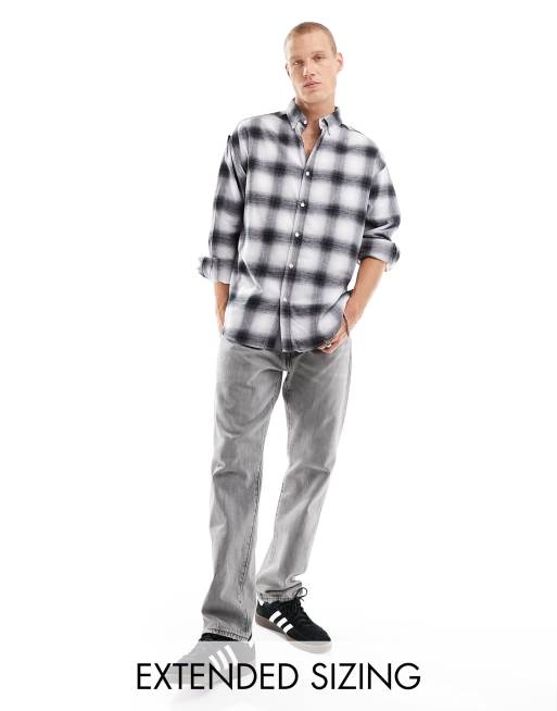 ASOS DESIGN 90s oversized shirt in gray shadow plaid