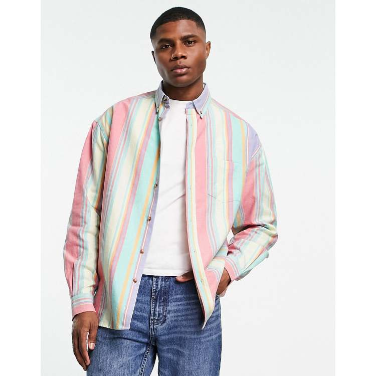 ASOS DESIGN 90s oversized shirt in multi color stripe