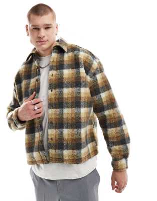 90s oversized shirt in neutral borg check-Yellow