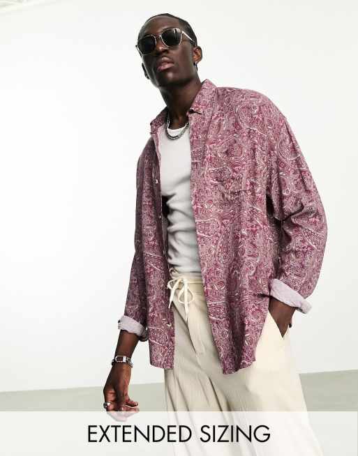 ASOS DESIGN 90s oversized shirt in purple paisley print | ASOS