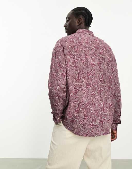 ASOS DESIGN 90s oversized shirt in purple paisley print | ASOS