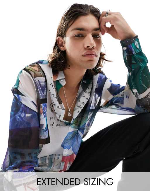 ASOS DESIGN 90s oversized shirt in sheer photographic print | ASOS