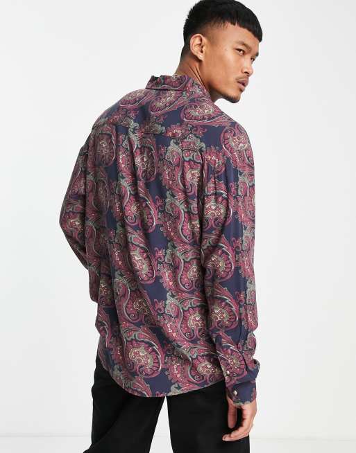 ASOS DESIGN 90s oversized shirt in vintage inspired paisley print